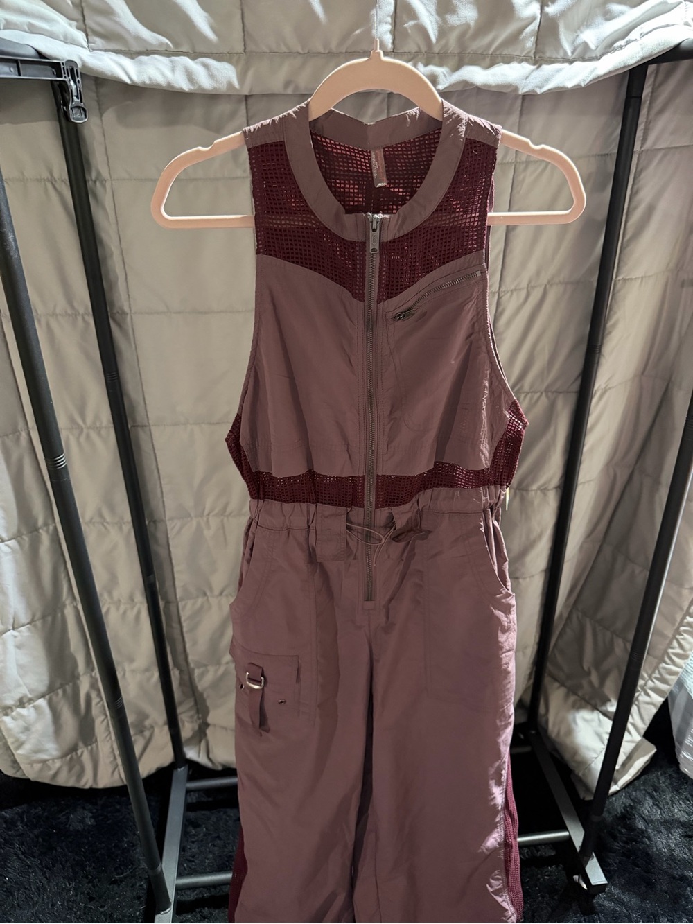 Free People Movement Mauve Zip-Front Jumpsuit